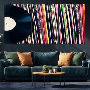 Vinyl Record and Album Collection Canvas Wall Art - Retro