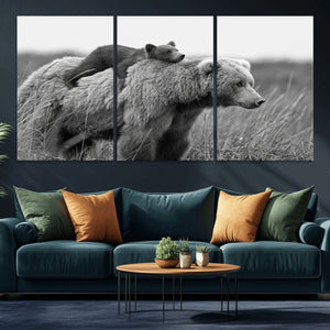Bear and Cub Wall Art Canvas | 399 Bear Cub