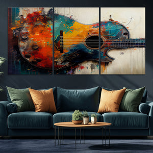 Abstract Guitar Wall Art Canvas | Vibrant Music-Inspired Art