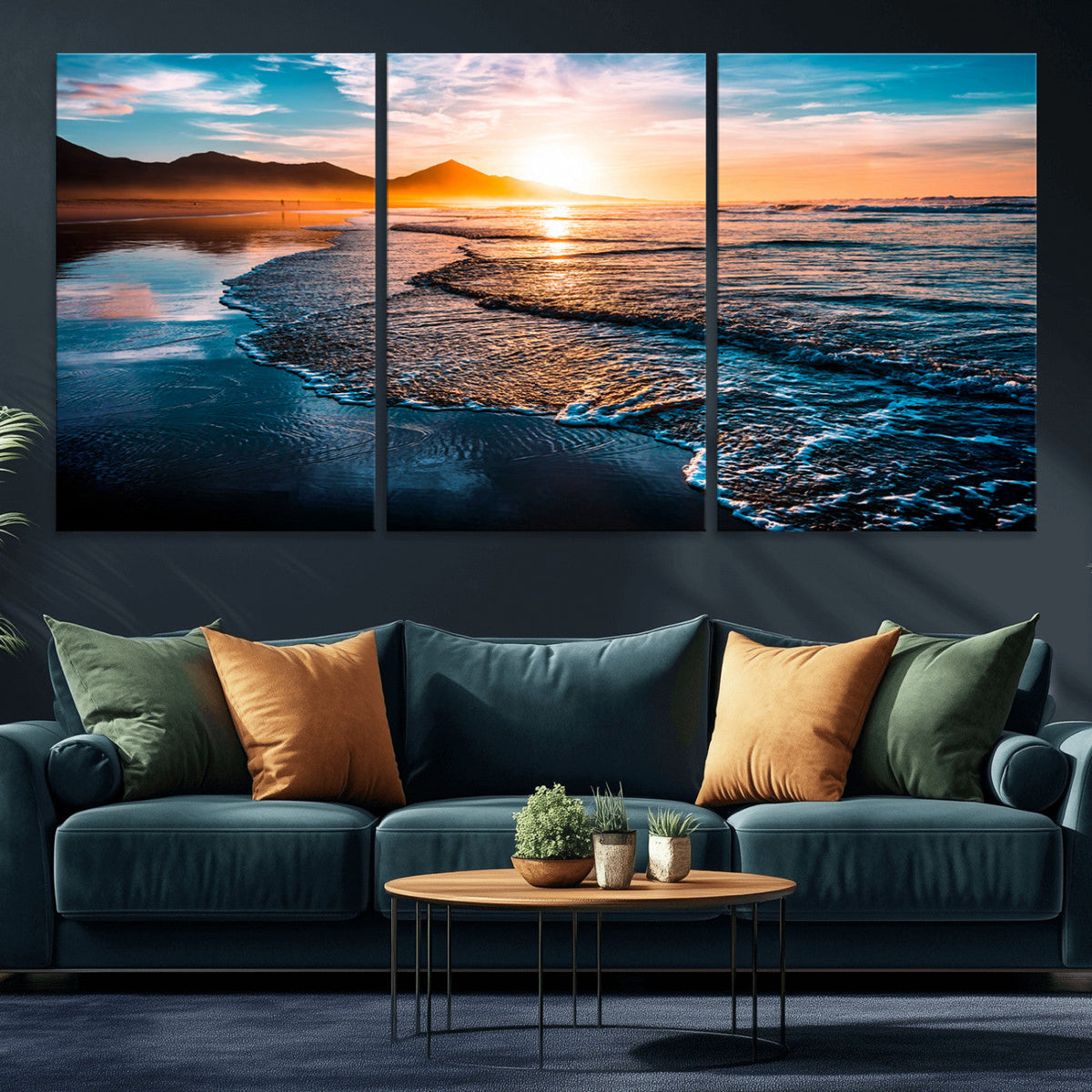 Sunset Beach Ocean Canvas Wall Art – Tranquil Ocean