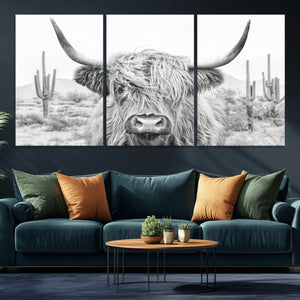 Rustic Charm | Cow Longhorn Black White Bighorn Wall Art