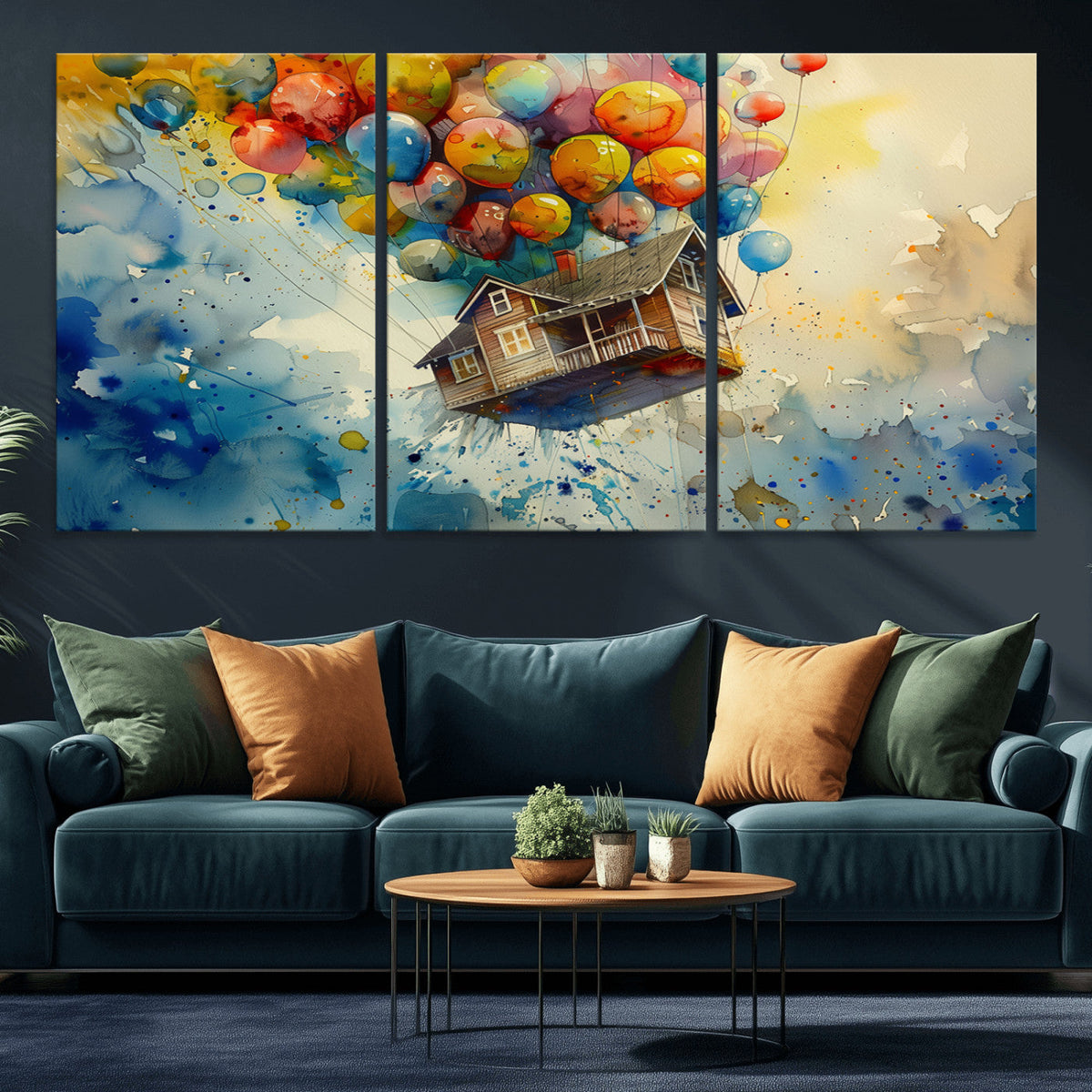 UP-Inspired Floating House with Balloons Canvas Art –
