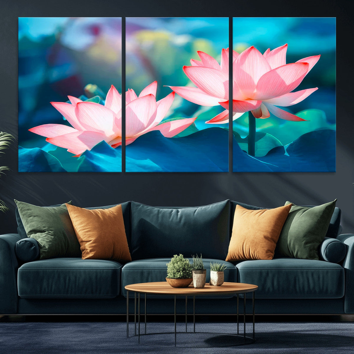 Pink Lotus Flower Canvas Wall Art | Vibrant Floral Wall