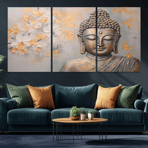 Abstract Buddha Statue Wall Art Canvas Print - Modern