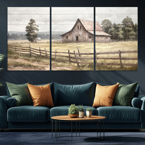 Rustic Farmhouse Barn Wall Art | 3-Panel Framed Gallery Wrap