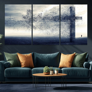 Jesus and the Fading Cross Wall Art Print – Symbol of Faith,