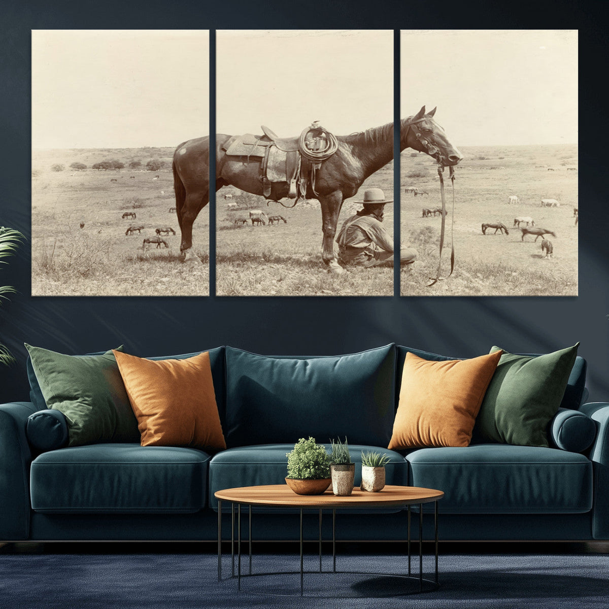 Cowboy Wall Art - Western Horse Canvas Print - Vintage