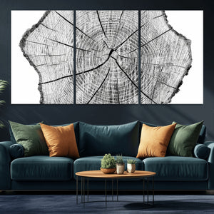 Rustic Tree Ring Wall Art Canvas Print – Framed and Ready to