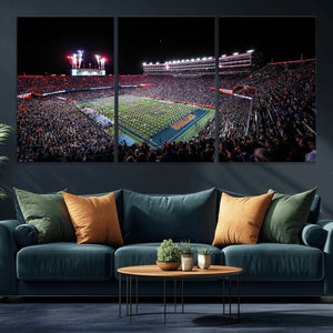Ben Hill Griffin Stadium Night Game Triple Canvas Wall Art -