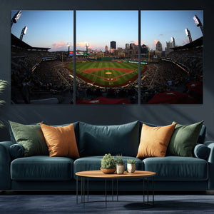 PNC Park Evening Game Triple Canvas Wall Art - Pittsburgh
