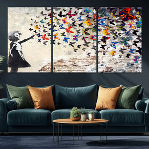Banksy Graffiti Wall Art Canvas Print: Girl Releasing