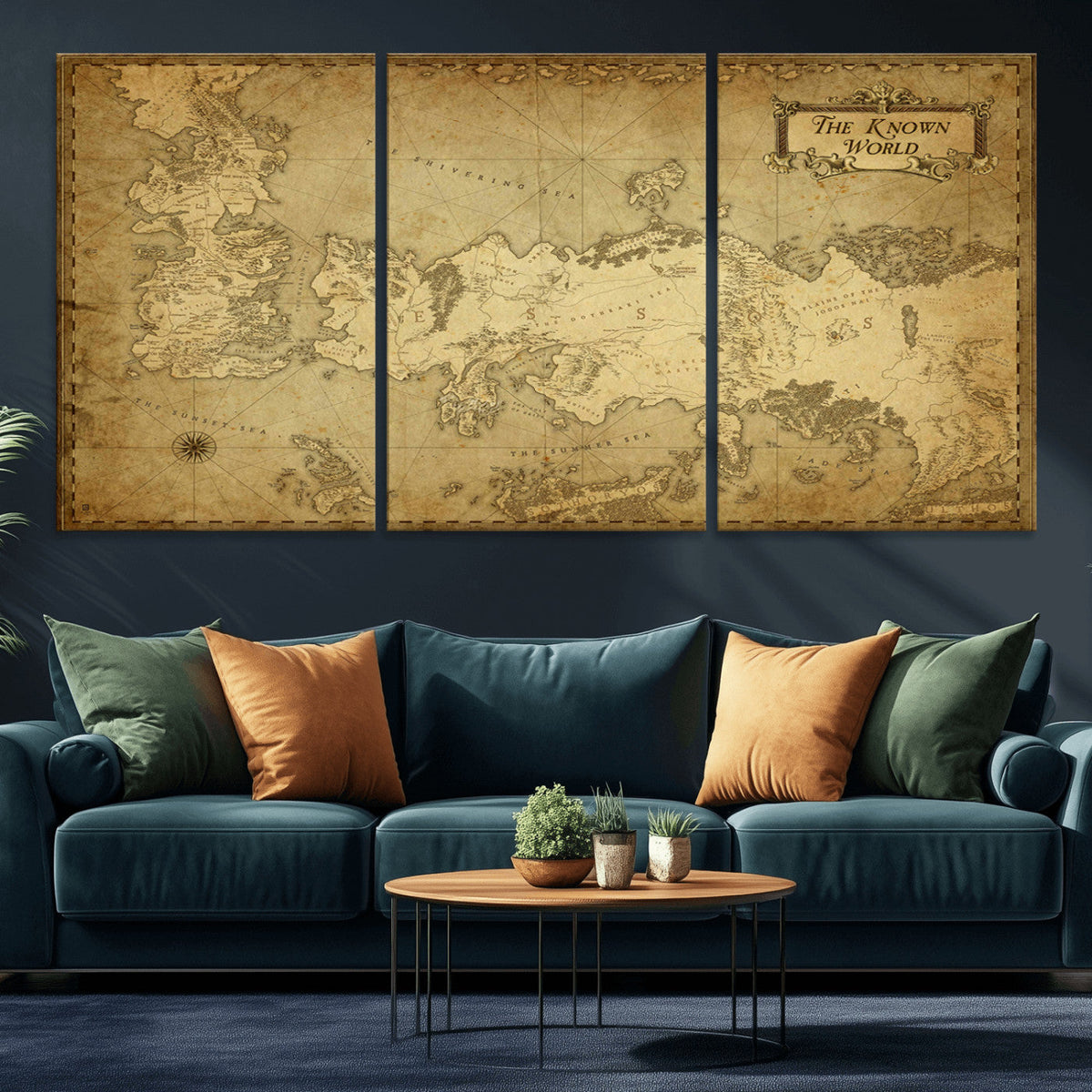 Vintage Game of Thrones Map Wall Art | Westeros and Essos