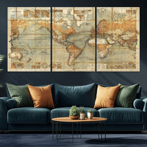 Push Pin World Map Canvas Print – Travel Tracker Wall Art