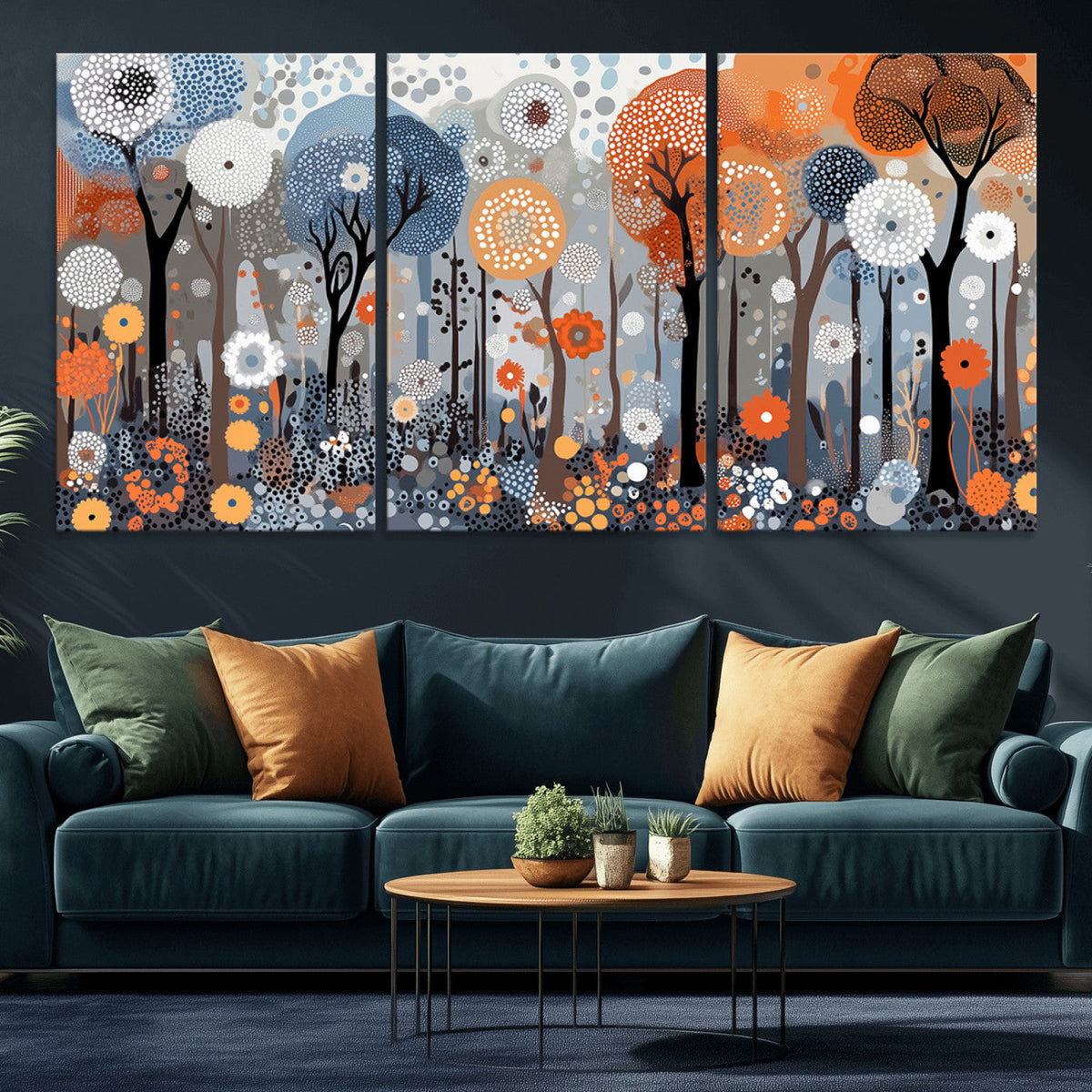 Abstract Winter Landscape Canvas Wall Art Print - Large