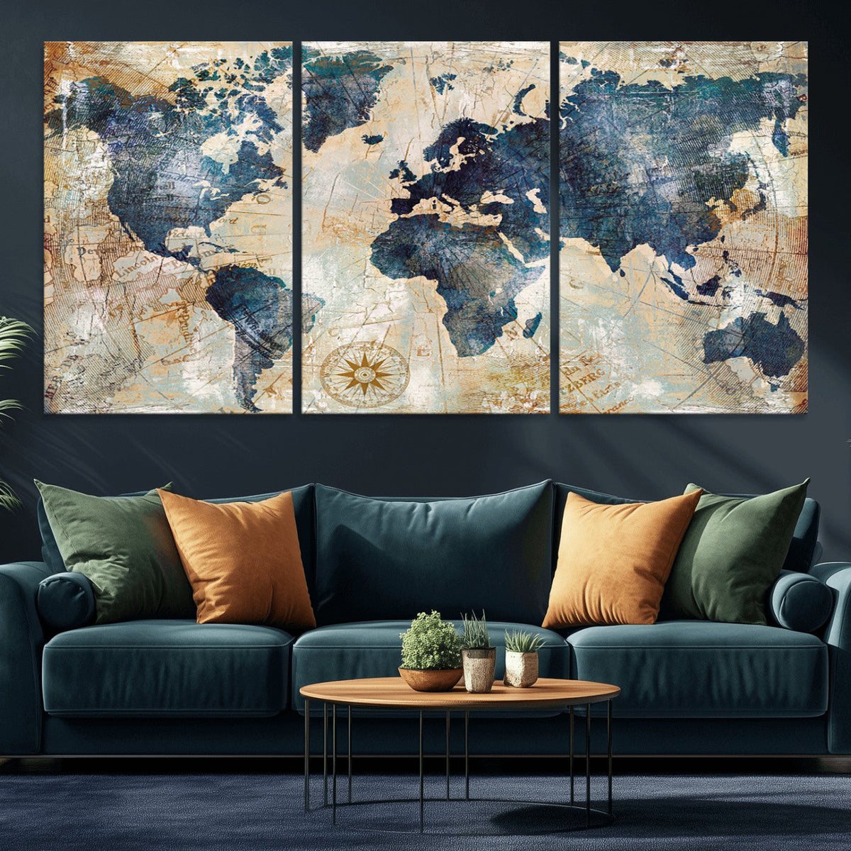World Map Canvas Print – Framed Wall Art for Couples,