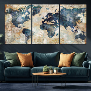 World Map Canvas Print – Framed Wall Art for Couples,