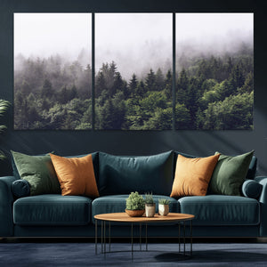Misty Forest Wall Art | Foggy Forest Canvas Print | Large