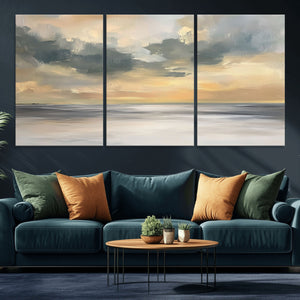 Modern Coastal Artwork with Vibrant Abstract Ocean Waves