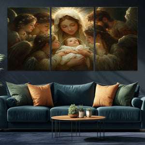 Mary Jesus Canvas Wall Art Print - Madonna and Child with