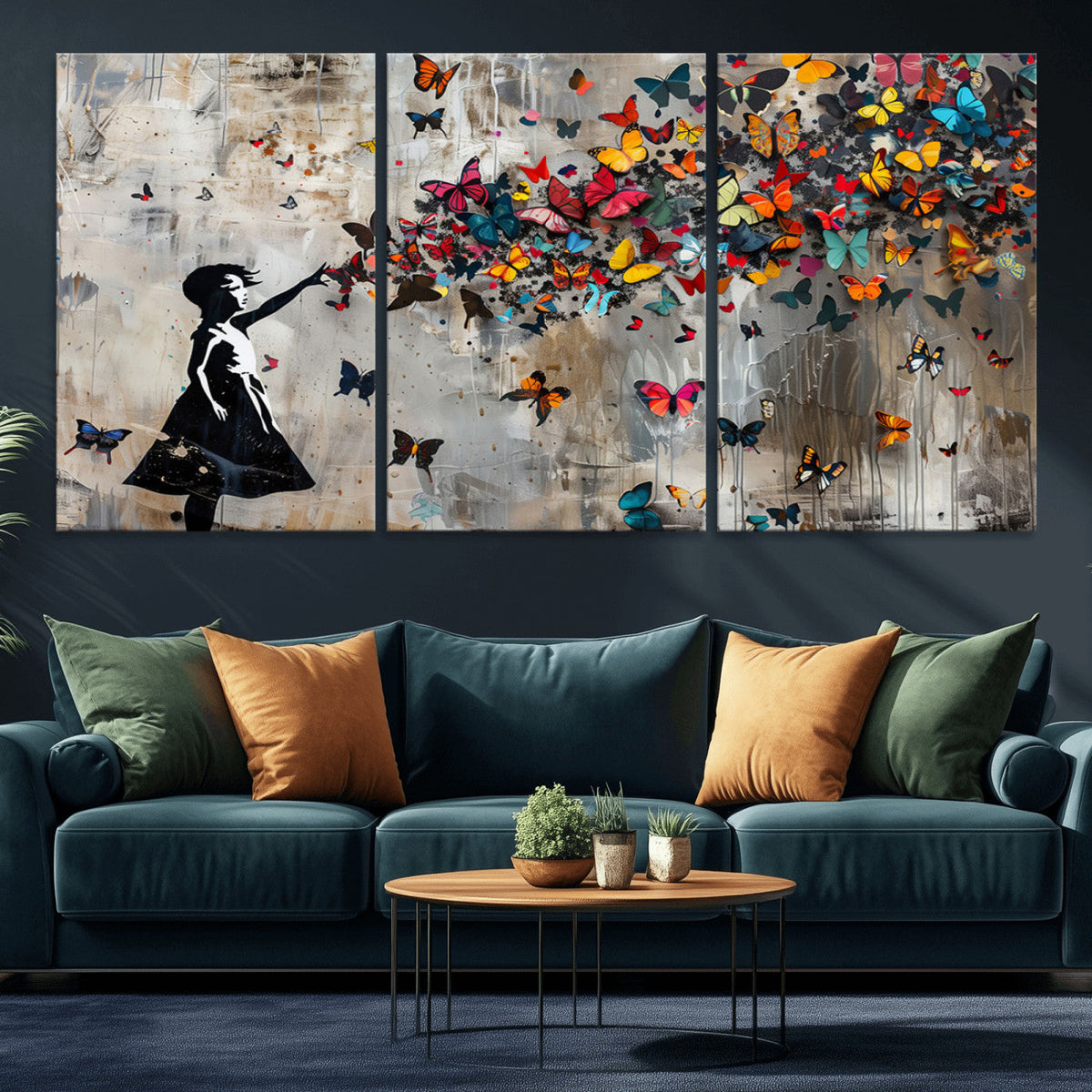 Banksy Butterfly Girl Wall Art – Modern Graffiti Canvas