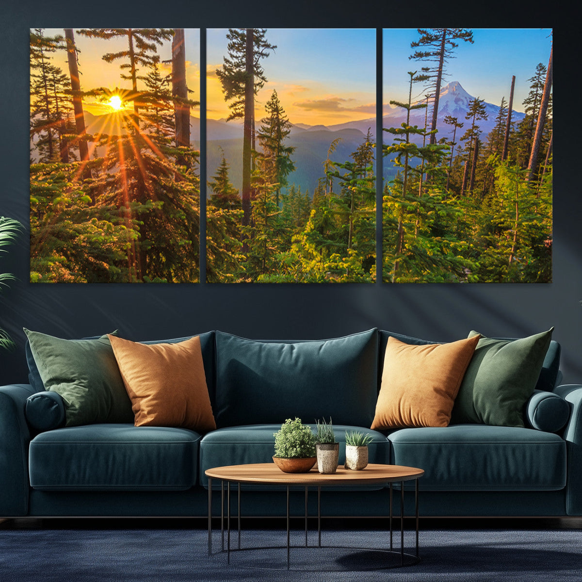 Forest Sunset Wall Art Canvas Print, Glowing Evening Light
