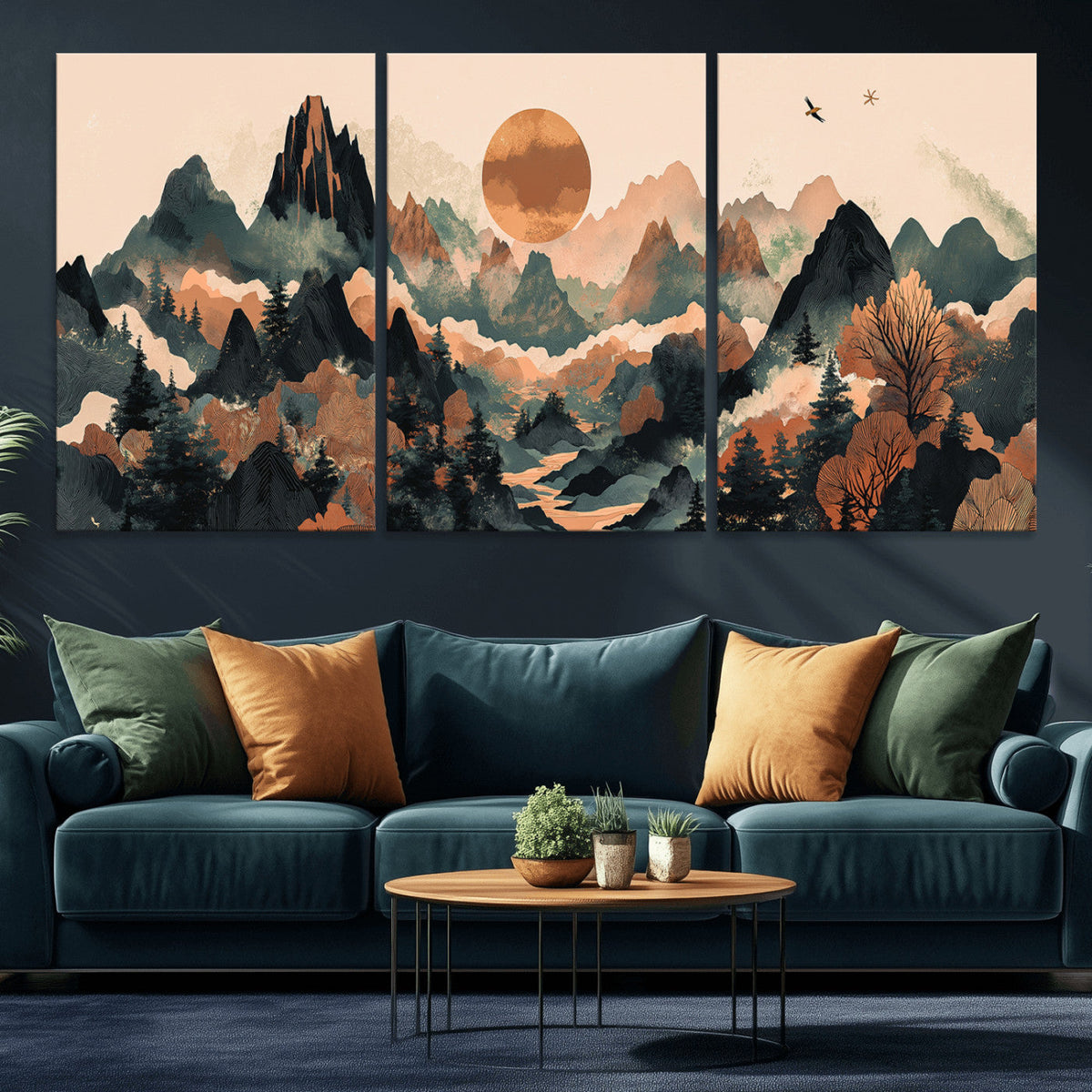 Wood Mountain Landscape Wall Art Canvas Print – Framed