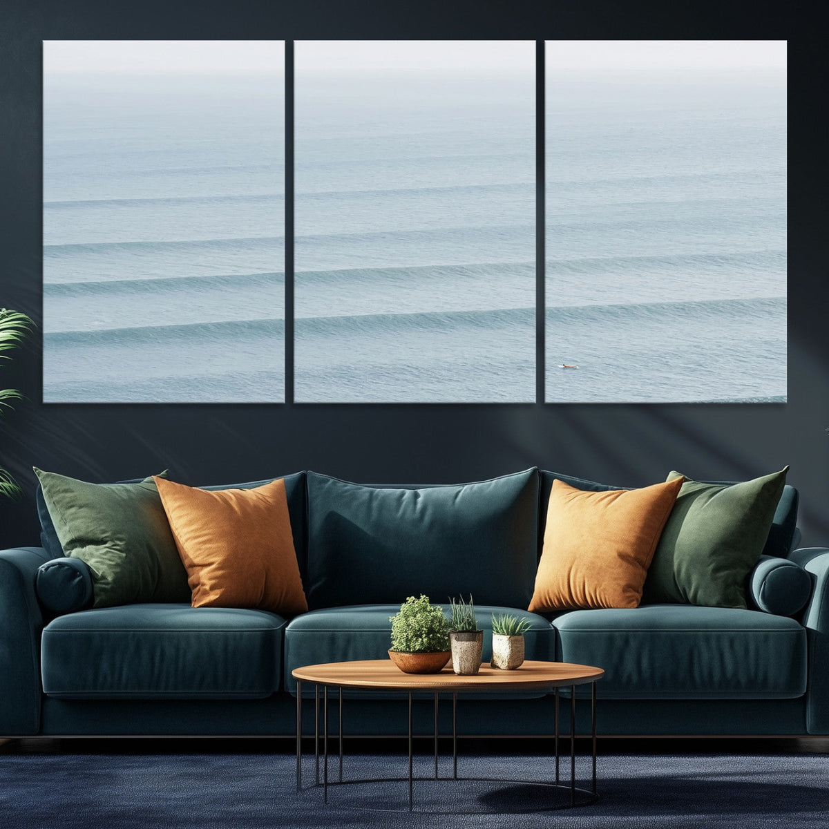 Ocean Waves Wall Art Canvas Print – Framed Solo Surfer Wave