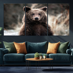 Brown Bear Wall Art Canvas Print – Framed Majestic Woodland