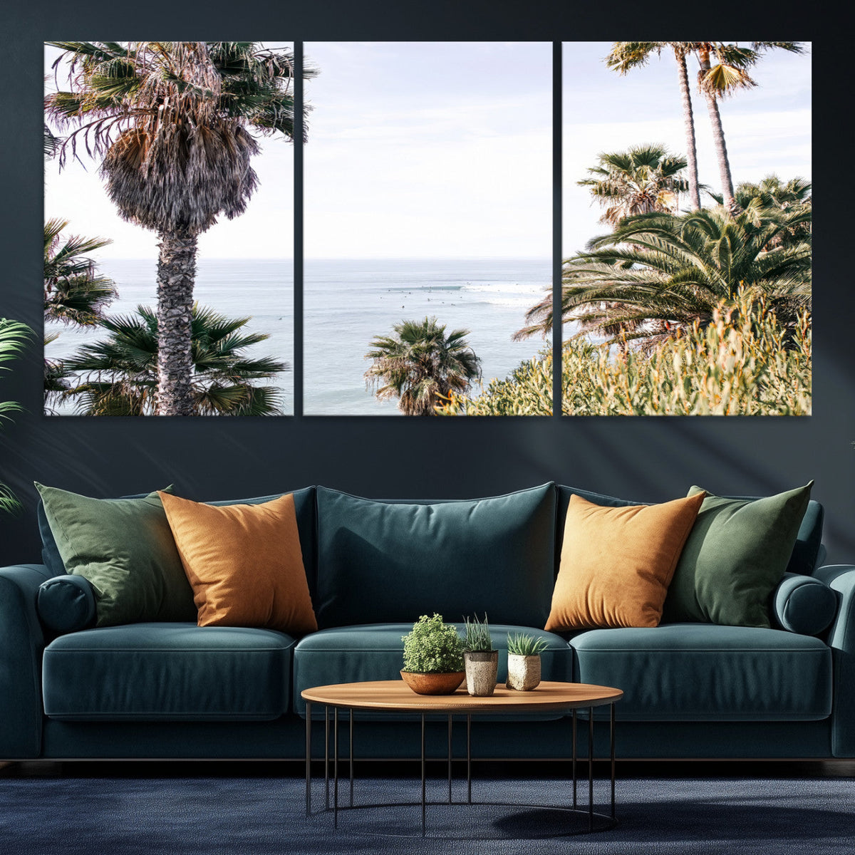 Coastal Palm Trees Wall Art Canvas Print – Framed Ocean