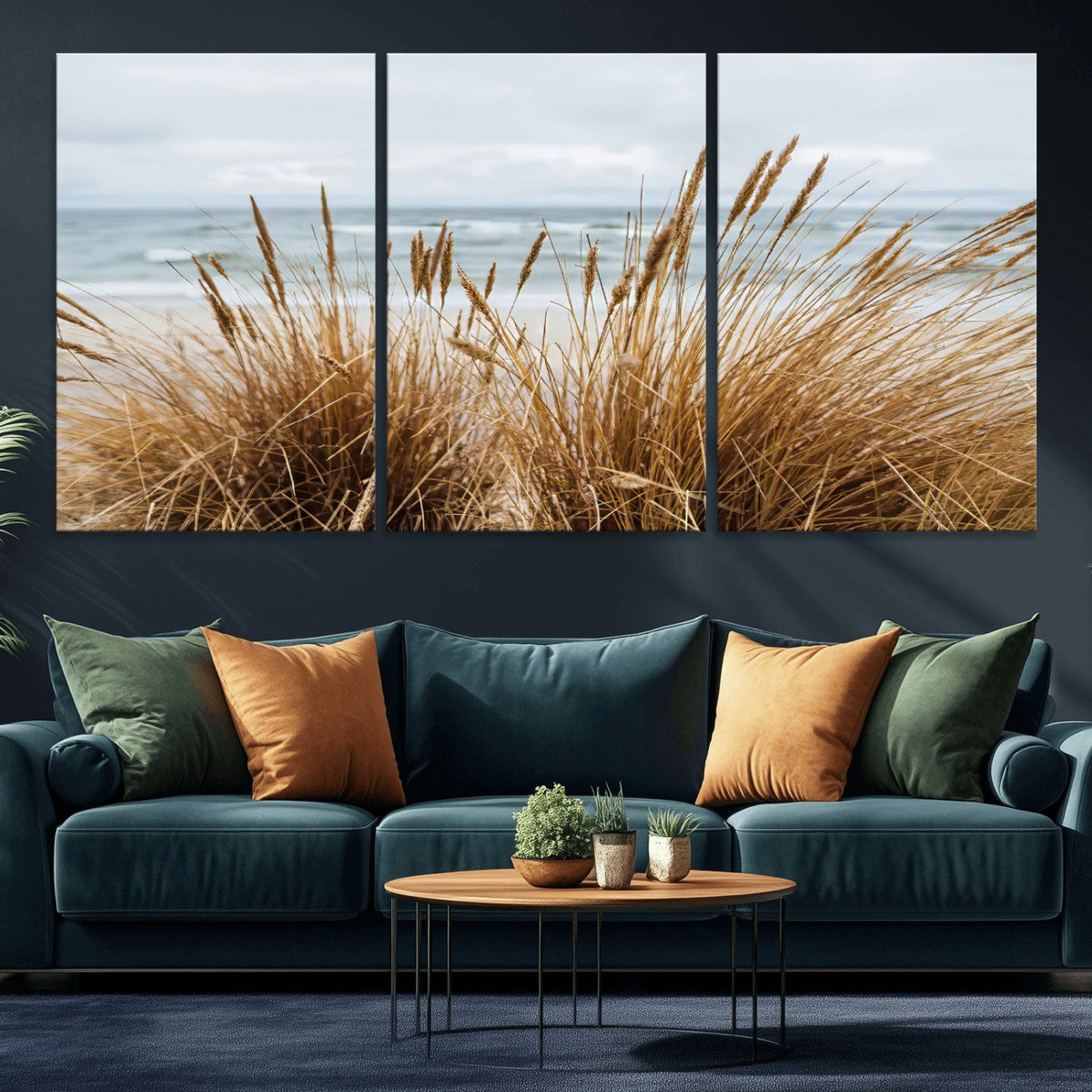 Beach Grass Wall Art Canvas Print – Framed Coastal Dunes Art