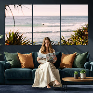 Ocean Surfer Wall Art Canvas Print – Framed Coastal Surf Art