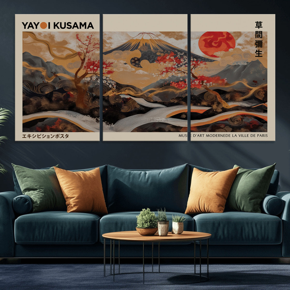Modern Japanese Wall Art Canvas Print – Framed Abstract