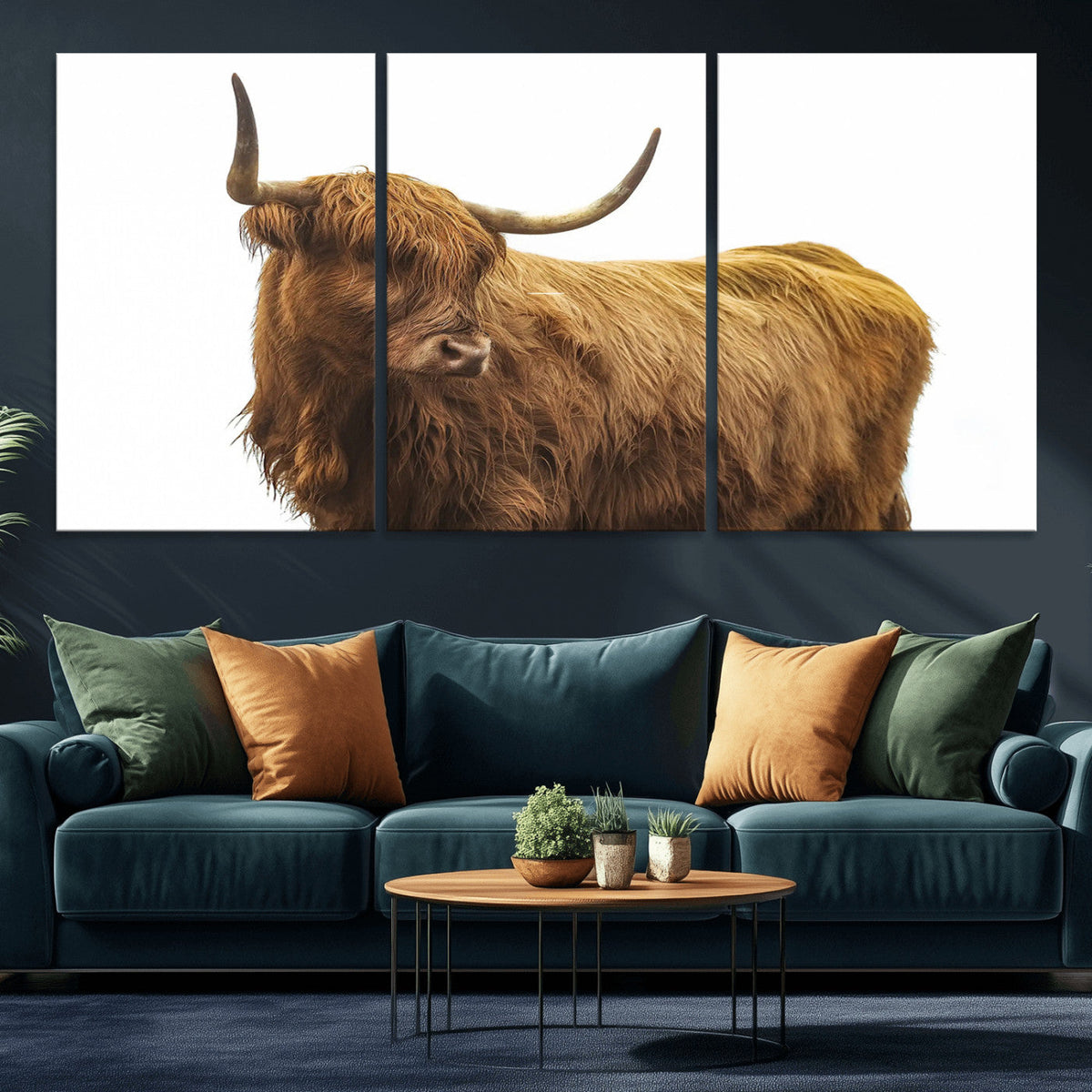 Highland Cow Wall Art Canvas Print – Framed Farmhouse Rustic