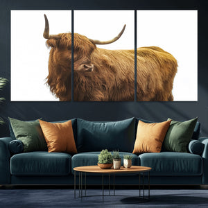 Highland Cow Wall Art Canvas Print – Framed Farmhouse Rustic