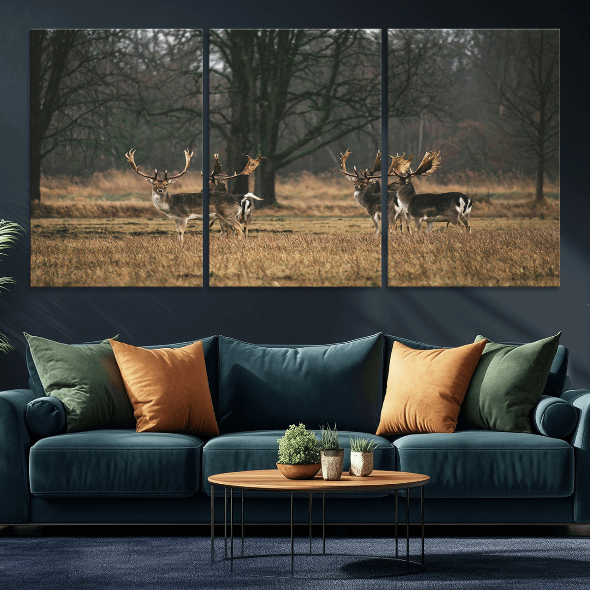 Deer Wall Art Canvas Print – Framed Rustic Wildlife Stags