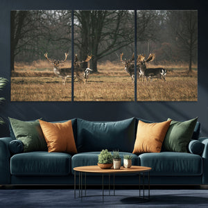 Deer Wall Art Canvas Print – Framed Rustic Wildlife Stags
