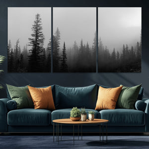 Misty Pines Wall Art Canvas Print – Framed Woodland