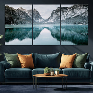 Mountain Lake Wall Art Canvas Print – Framed Toblacher See