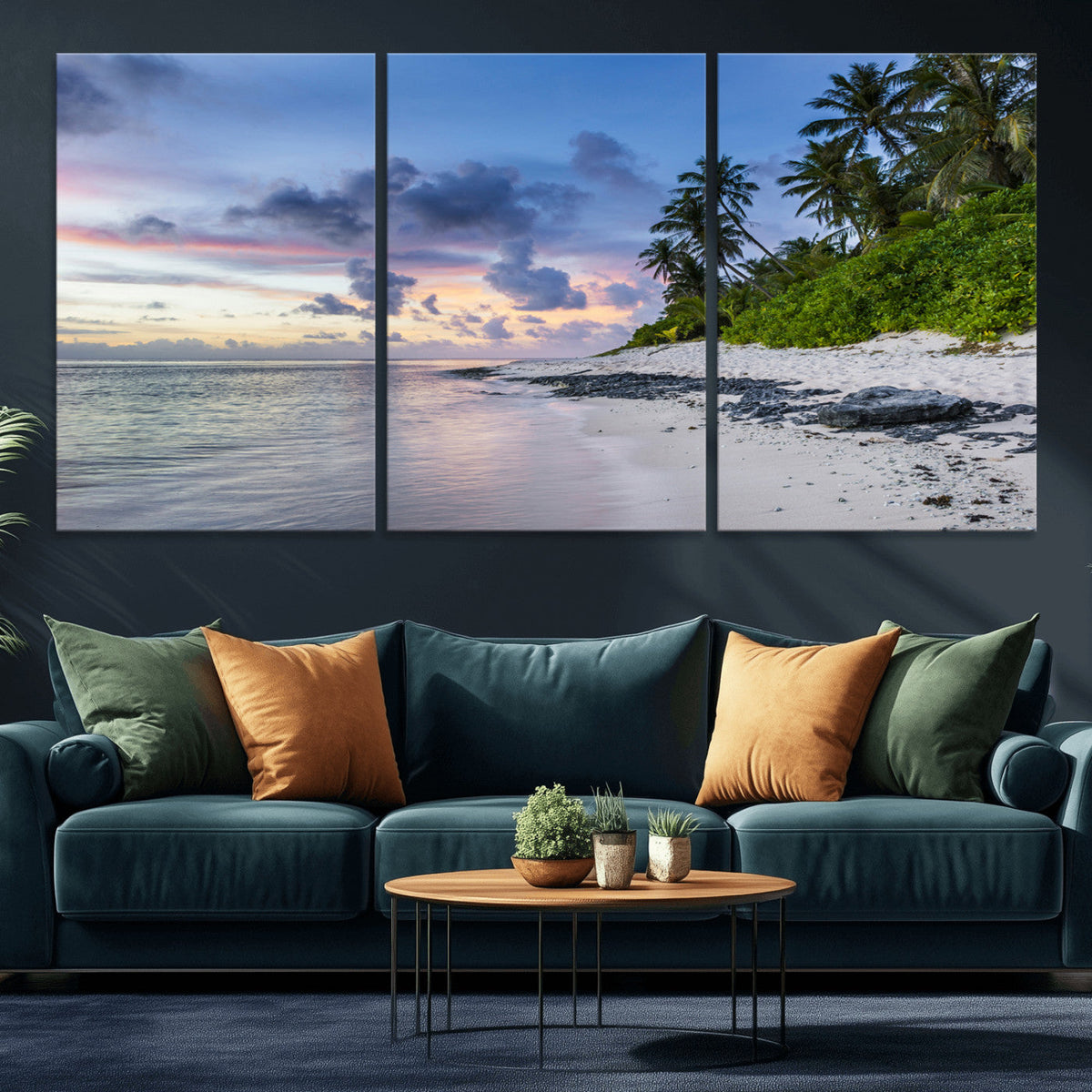 Tropical Beach Wall Art Canvas Print – Framed Sunset Glow