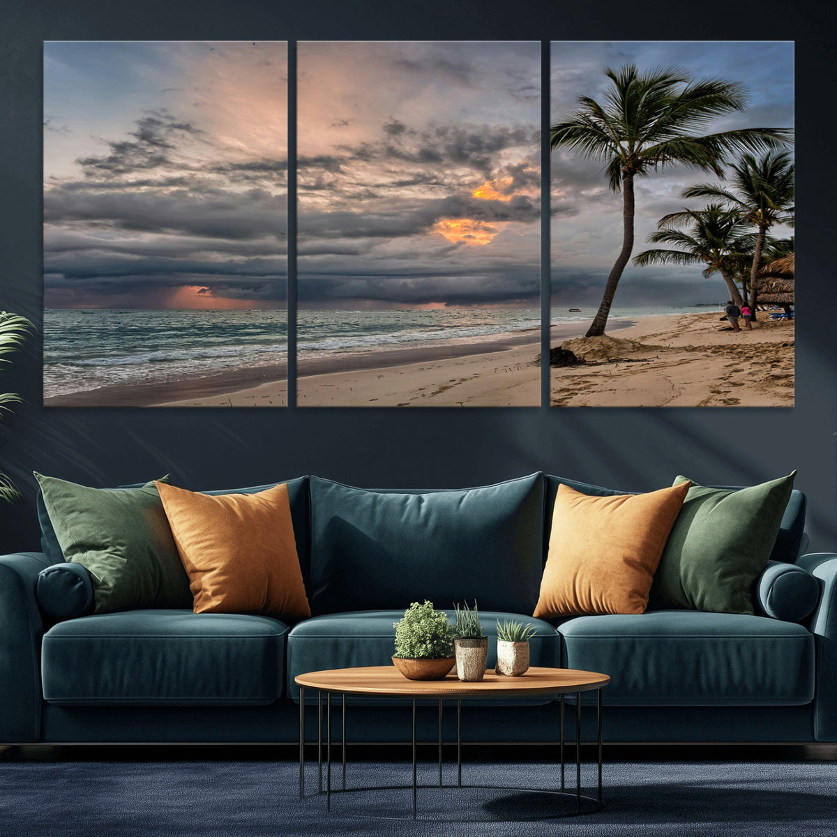 Tropical Storm Wall Art Canvas Print – Framed Moody Beach