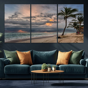 Tropical Storm Wall Art Canvas Print – Framed Moody Beach