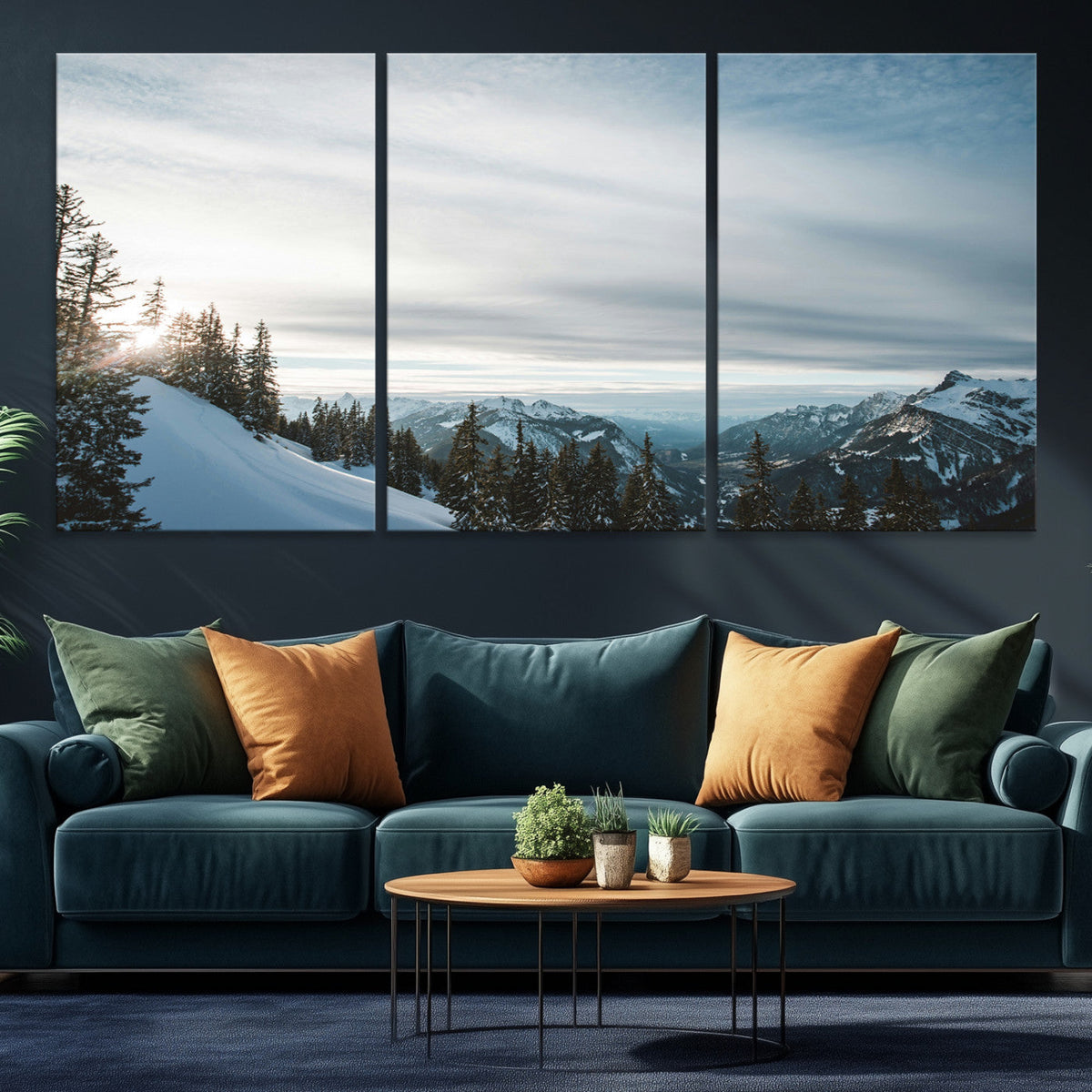 Snowy Mountain Wall Art Canvas Print – Frosty Peaks Alpine