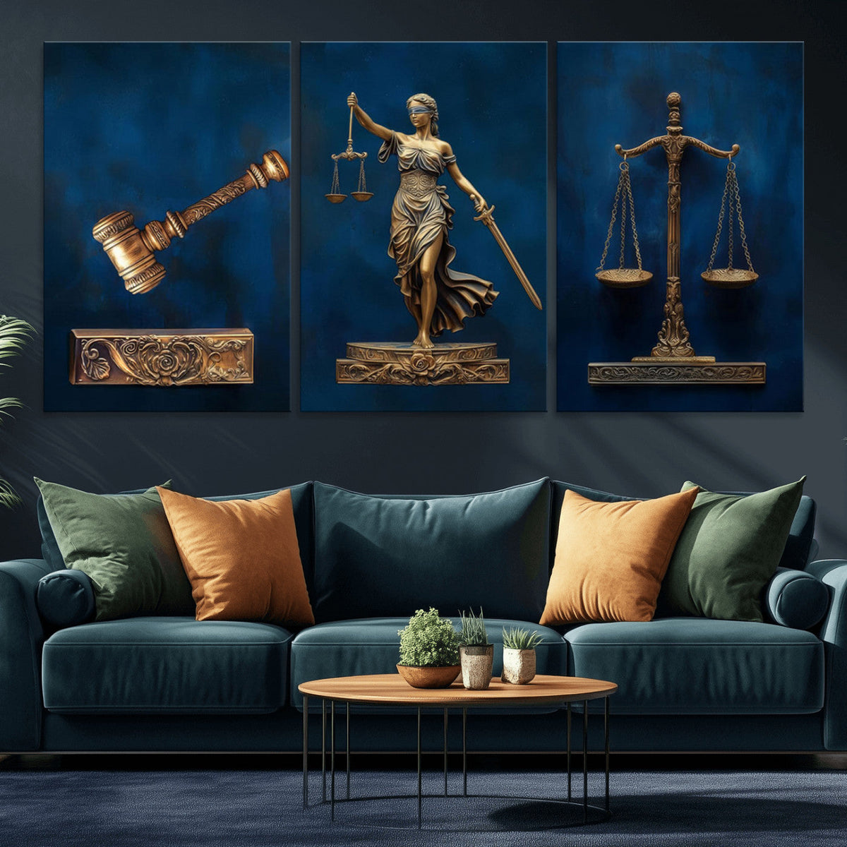 Lady Justice Wall Art Canvas Print – Elegant Gold Legal