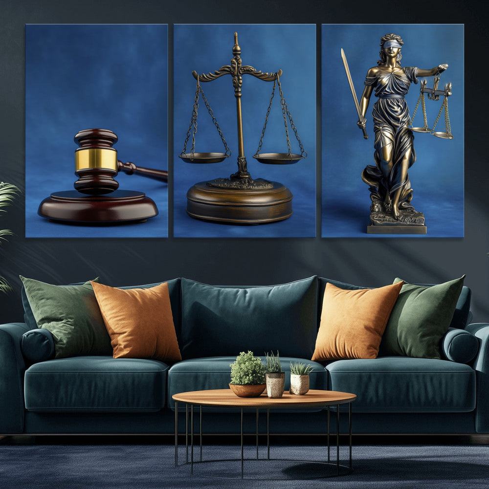 Legal Justice Wall Art Canvas Print – Gavel, Scales & Lady