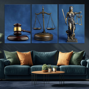 Legal Justice Wall Art Canvas Print – Gavel, Scales & Lady
