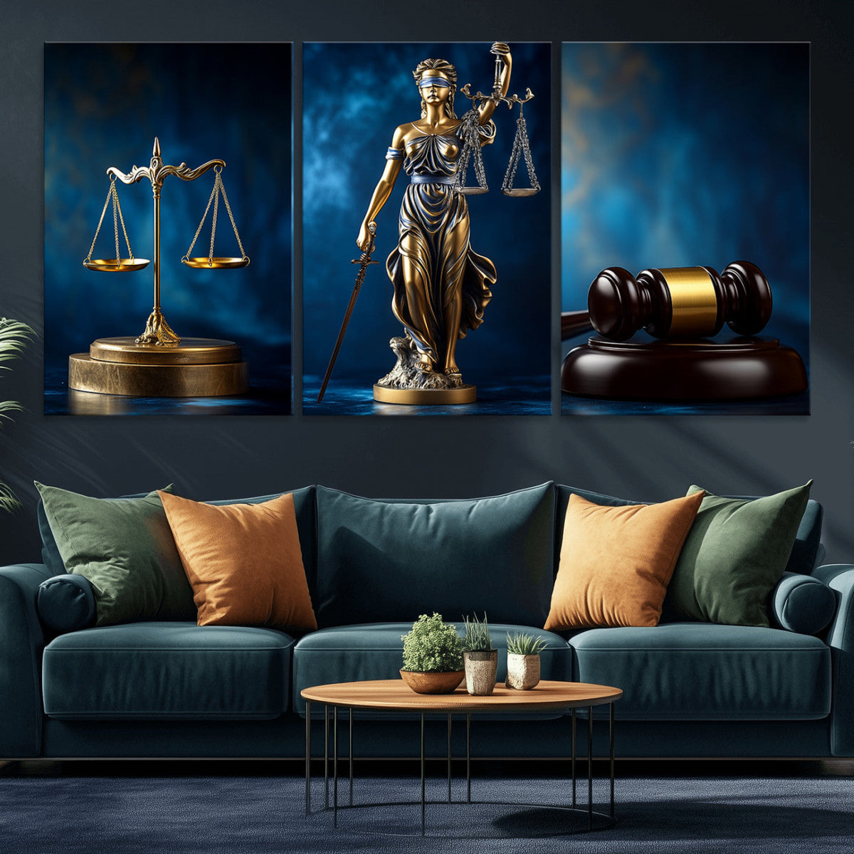Lady Justice Wall Art Canvas Print – Elegant Gold Legal