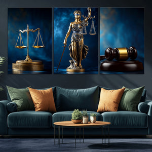 Lady Justice Wall Art Canvas Print – Elegant Gold Legal