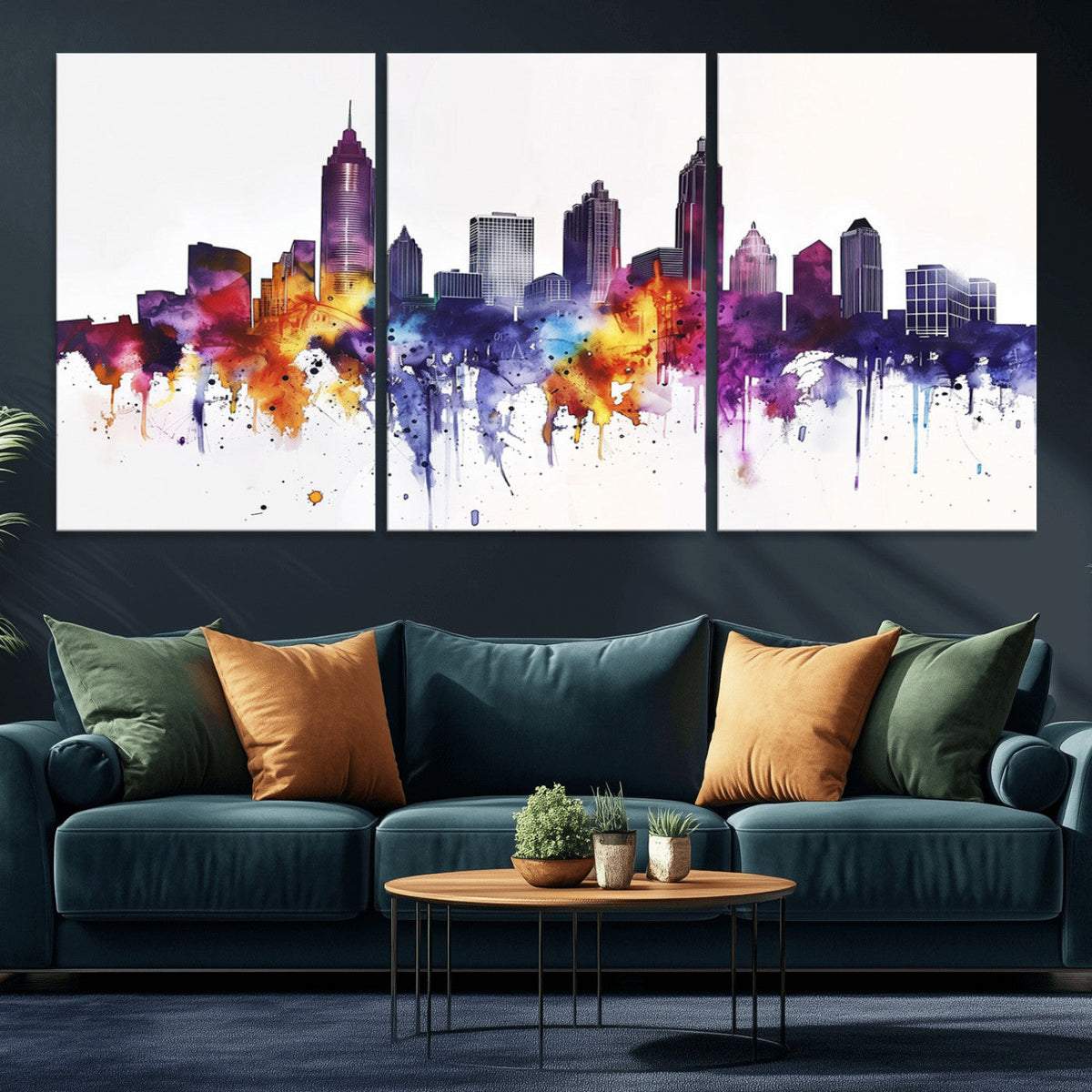 Atlanta Skyline Wall Art Canvas Print – Framed Colorful