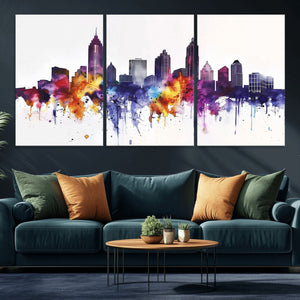 Atlanta Skyline Wall Art Canvas Print – Framed Colorful