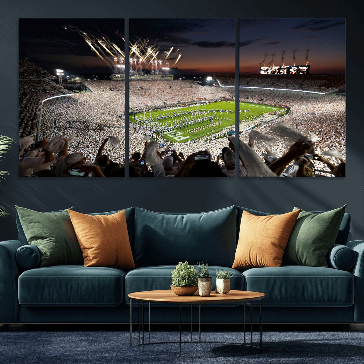 Penn State Stadium Wall Art – White Out Football Game Canvas